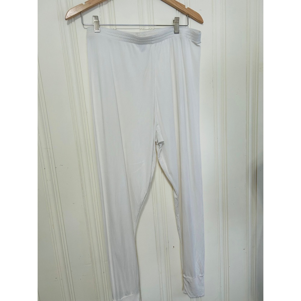 Lands End Womens 2X White 100% Silk Long Sleeve Shirt Leggings Base Layer Set - Picture 3 of 11